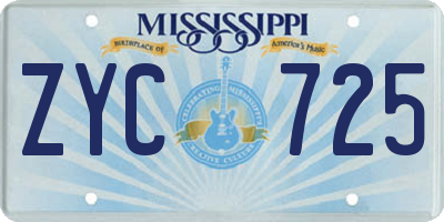 MS license plate ZYC725