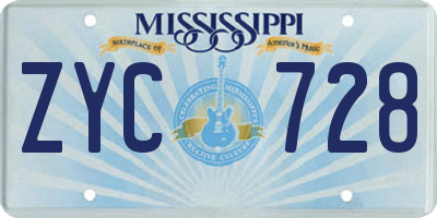 MS license plate ZYC728