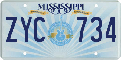 MS license plate ZYC734