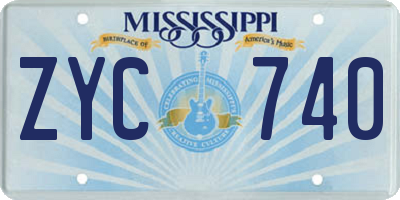 MS license plate ZYC740