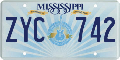 MS license plate ZYC742