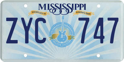 MS license plate ZYC747