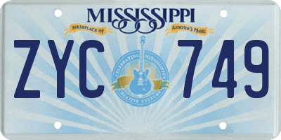 MS license plate ZYC749