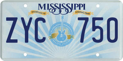 MS license plate ZYC750