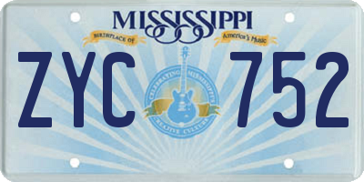 MS license plate ZYC752