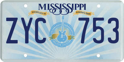 MS license plate ZYC753