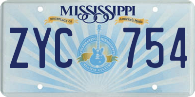 MS license plate ZYC754