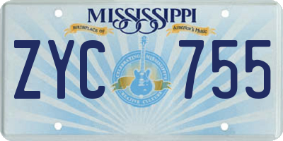 MS license plate ZYC755