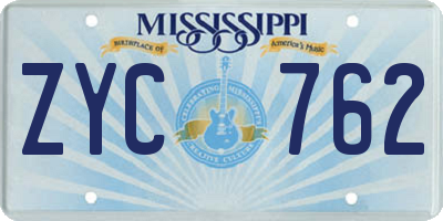 MS license plate ZYC762