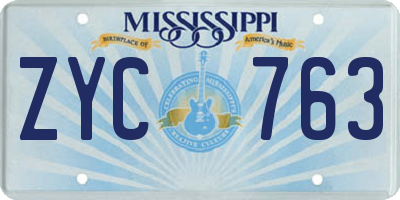 MS license plate ZYC763