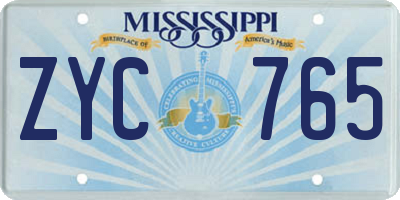 MS license plate ZYC765