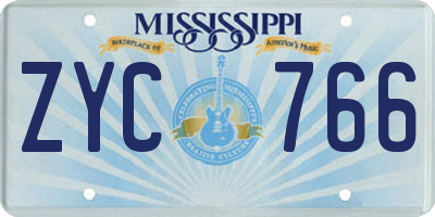 MS license plate ZYC766
