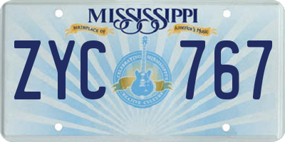 MS license plate ZYC767