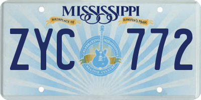 MS license plate ZYC772