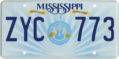 MS license plate ZYC773