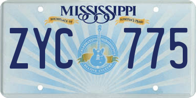 MS license plate ZYC775