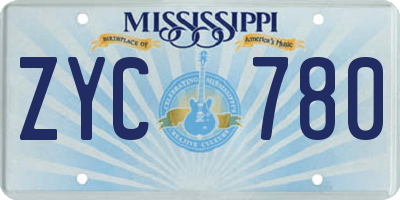 MS license plate ZYC780
