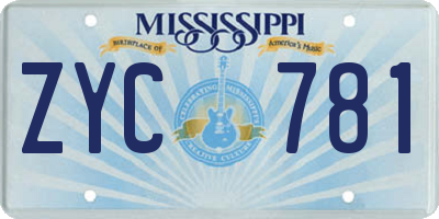 MS license plate ZYC781