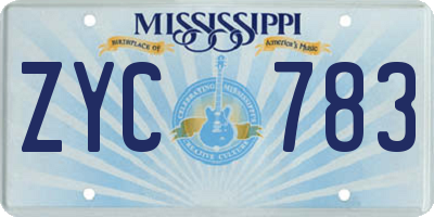 MS license plate ZYC783