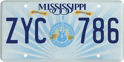 MS license plate ZYC786