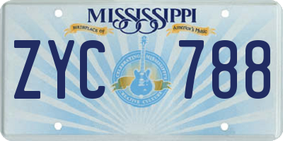 MS license plate ZYC788