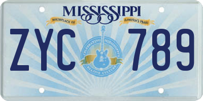 MS license plate ZYC789