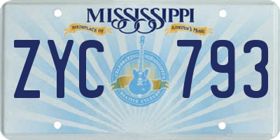 MS license plate ZYC793