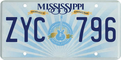 MS license plate ZYC796