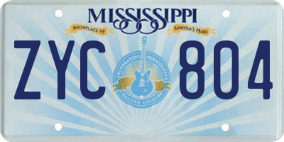 MS license plate ZYC804
