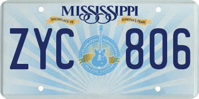 MS license plate ZYC806