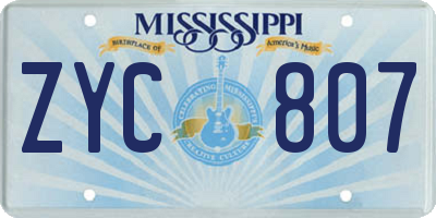 MS license plate ZYC807