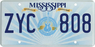 MS license plate ZYC808