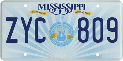 MS license plate ZYC809
