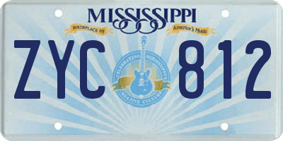 MS license plate ZYC812
