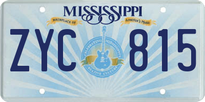 MS license plate ZYC815
