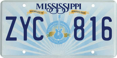 MS license plate ZYC816