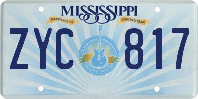 MS license plate ZYC817