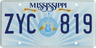 MS license plate ZYC819