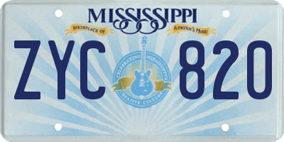 MS license plate ZYC820