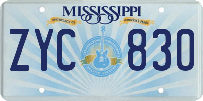 MS license plate ZYC830