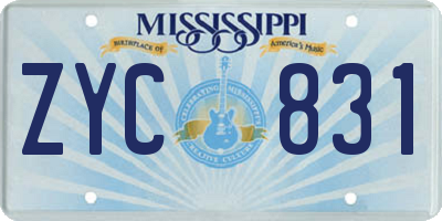 MS license plate ZYC831