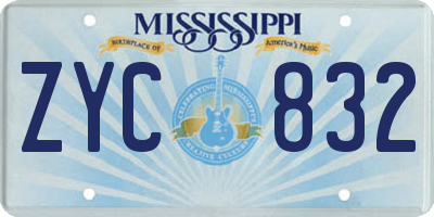 MS license plate ZYC832