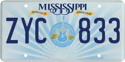 MS license plate ZYC833