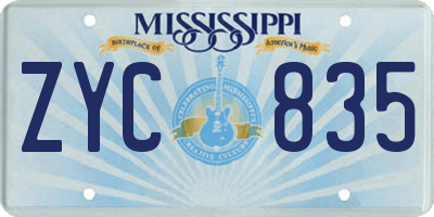 MS license plate ZYC835