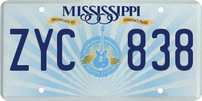 MS license plate ZYC838