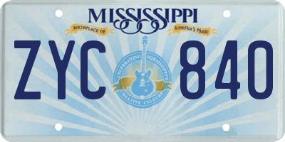 MS license plate ZYC840