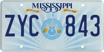 MS license plate ZYC843