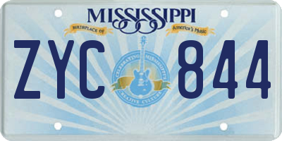 MS license plate ZYC844