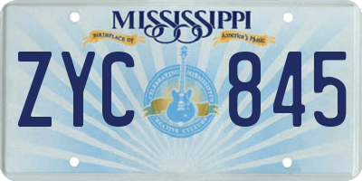 MS license plate ZYC845