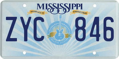 MS license plate ZYC846